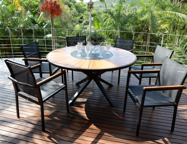 Conjunto de mesa de cadeira em fibra aberta