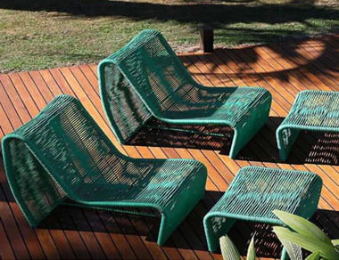 Mini Chaise em Corda Náutica e Puff
