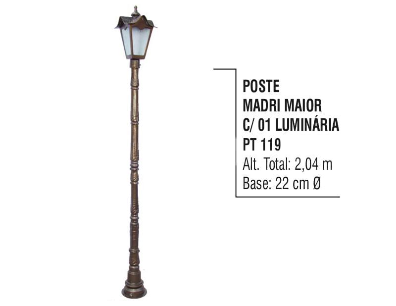 Poste Madri Maior com 01 Luminárias