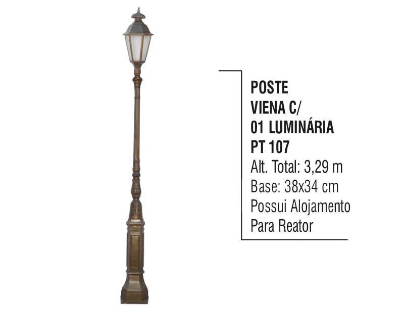 Poste Viena com 01 Luminária