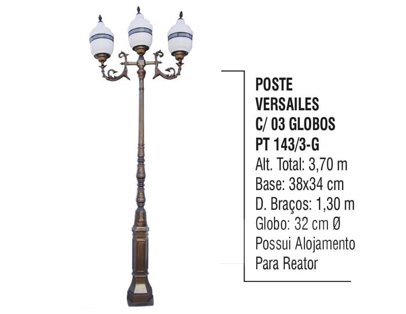 Poste Versailes com 03 globos 