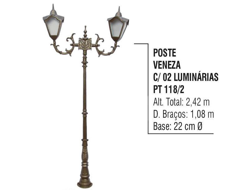 Poste Veneza com 02 Luminárias 