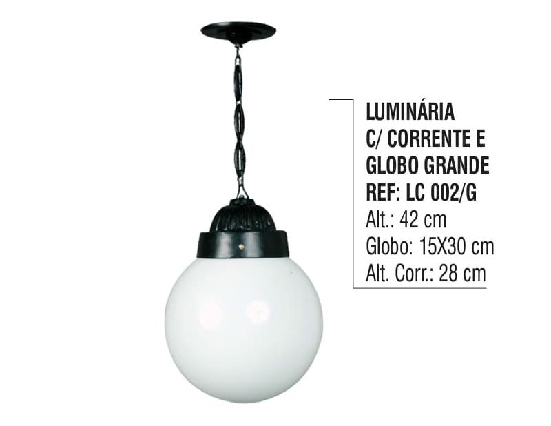 Luminária com Corrente e Globo Grande