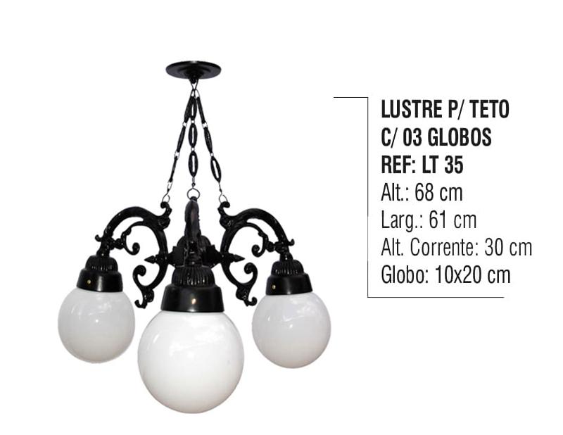 Lustre para Teto com 03 Globos