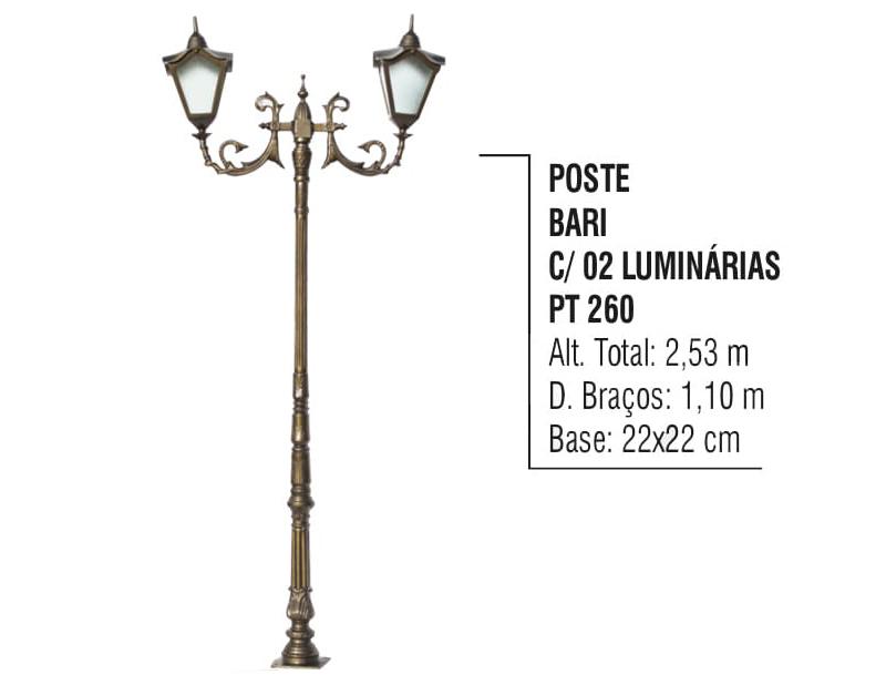 Poste Bari com 02 Luminárias