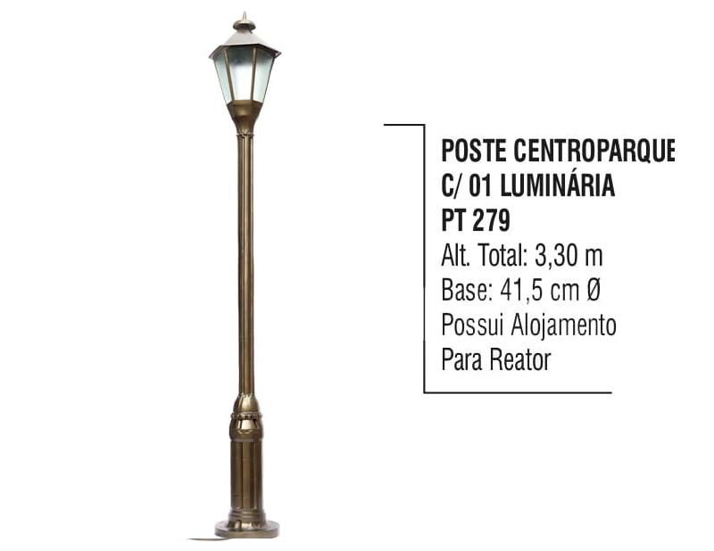 Poste Centroparque  com 01 Luminária